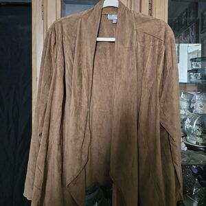 JM Collection Women's Brown Faux Suede Cardigan Size 3x